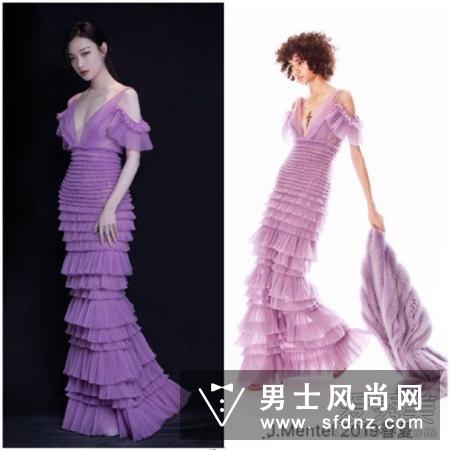 2018嘉人中国风盛典倪妮穿J. Mendel紫色长裙美成瓷娃娃！