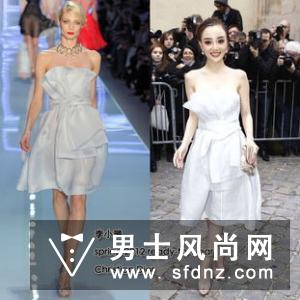 angelababy穿迪奥白色长裙撞衫张慧雯