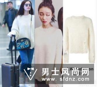倪妮最新私服照身穿Gucci2017秋冬系列拼接牛仔裤